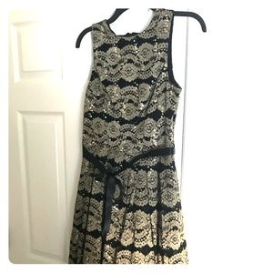 Black and Gold Midi Dress